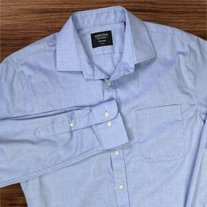 Nordstrom Men’s Blue Trim Fit, Non-Iron Long Sleeve Dress Shirt. 15.5 34-35